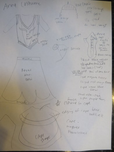 First sketch of Anna costume.