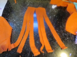 Orange fleece "braids."