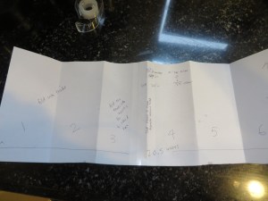 Pattern opened up to reveal six equal size panels.