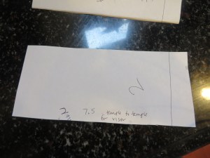 Another section of the six equal-size panels we created used as the visor!