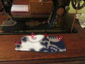 Brim/visor clipped right sides together.