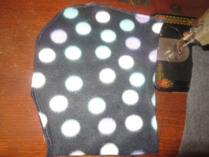 Hood sewn right-sides together and turned right-side out.